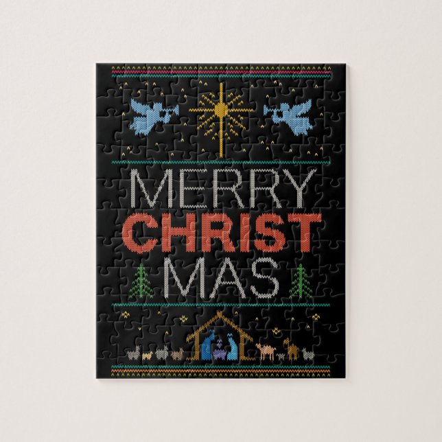 Puzzle Navidades feos susurran a Feliz Cristo Mas Religio (Vertical)