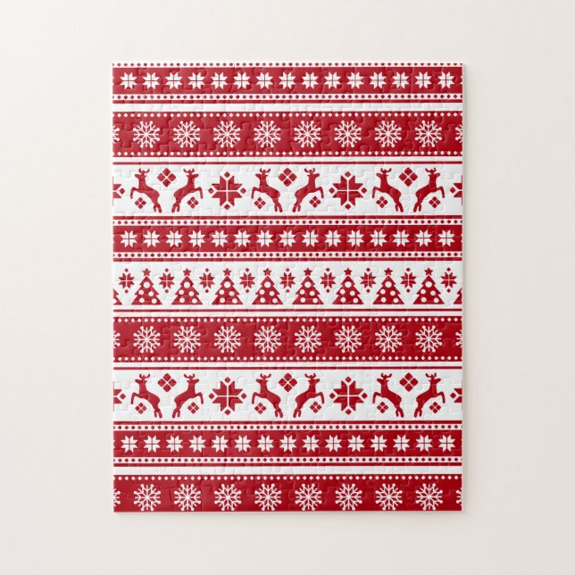 Puzzle Navidades Festividad Patrón Nórdico Acogedor (Vertical)