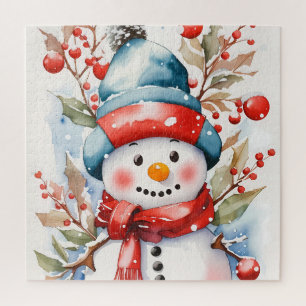 Puzzle navidades festivos acuarela snowman