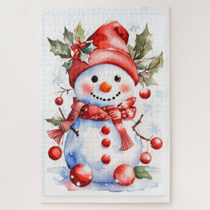 Puzzle navidades festivos acuarela snowman