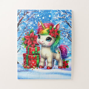 Puzzle Navidades festivos chicas de fantasía unicornio