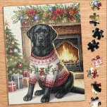 Puzzle Navidades festivos de Labrador negro<br><div class="desc">¿Busca una actividad divertida y atractiva para compartir con su familia esta temporada de vacaciones? No busque más y venga a nuestra colección de rompecabezas con los juguetones Labrador Retrievers! Como amante de los perros, adorarás la variedad de diseños que ofrecemos, incluyendo cachorros adorables y adorables, adorables Labs amarillas, chocolate...</div>