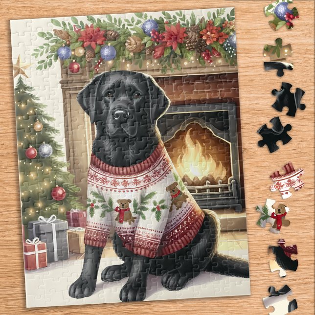Puzzle Navidades festivos de Labrador negro (Subido por el creador)