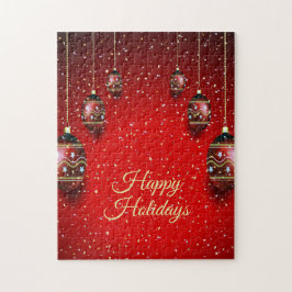 Puzzle Navidades Fiesta Golden Red Winter Holidays Elegan