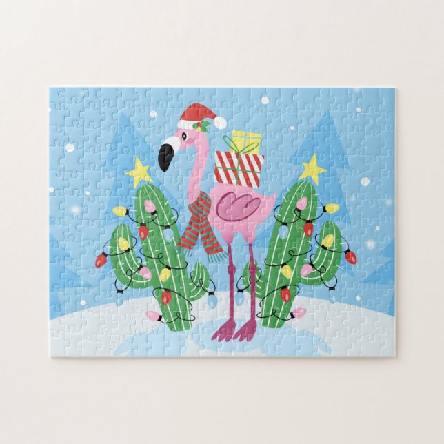 Puzzle Navidades Flamingo con Cactus (Horizontal)