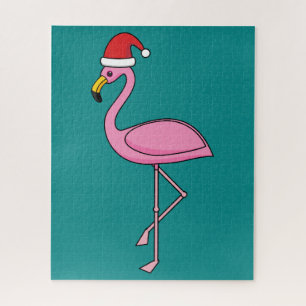 Puzzle Navidades Flamingo con Santa Hat