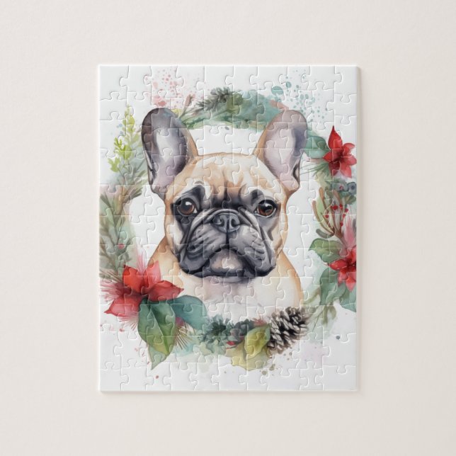 Puzzle Navidades franceses de Bulldog escribieron un post (Vertical)