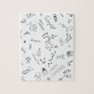 Puzzle navidades garabatos de diversión en blanco y negro