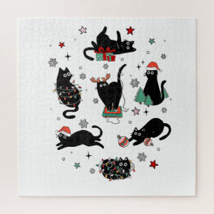 Puzzle Navidades Gatos Negros