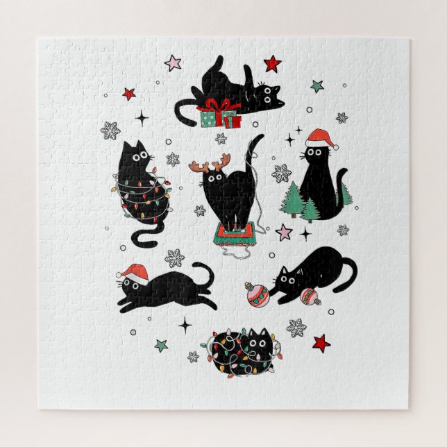 Puzzle Navidades Gatos Negros (Vertical)