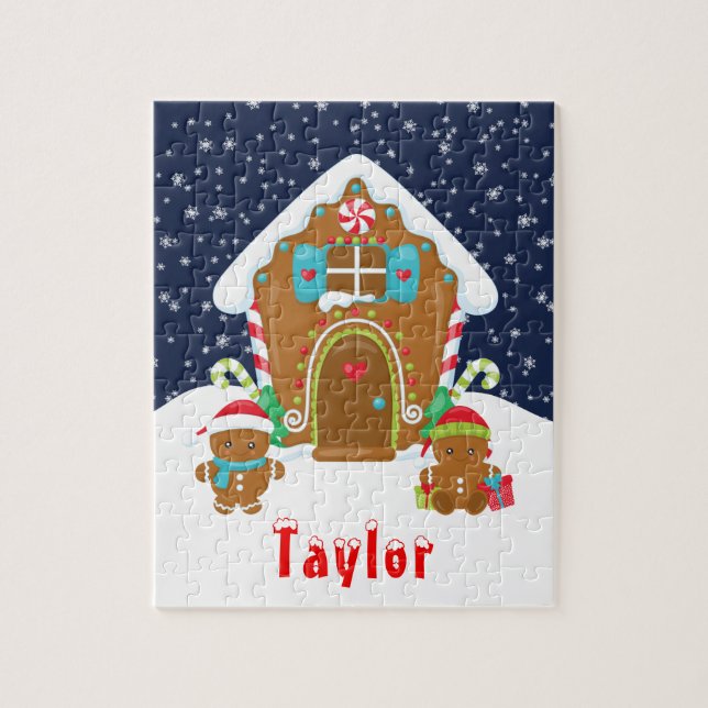 Puzzle Navidades Gingerbread House Red and Navy Blue (Vertical)