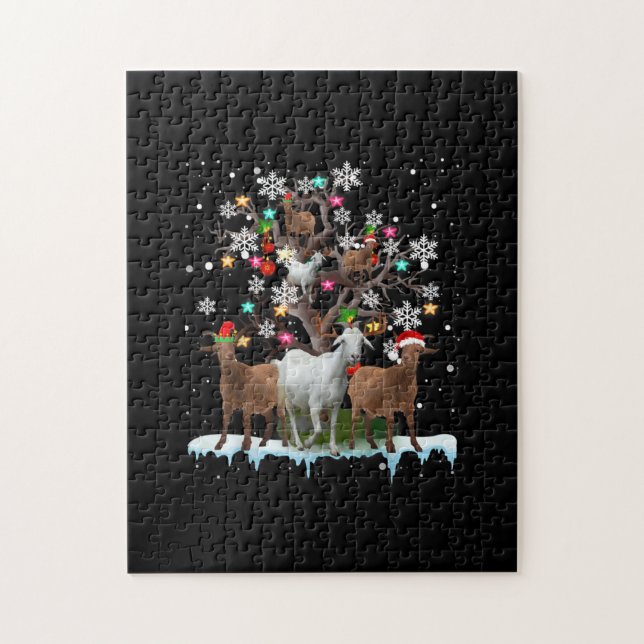 Puzzle Navidades Goat On Tree Santa Goat Lover (Vertical)