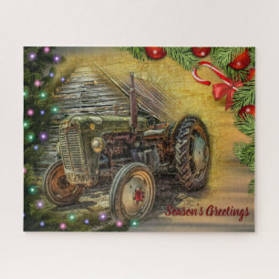 Puzzle Navidades Granja Tractor Con Árbol De Navidad