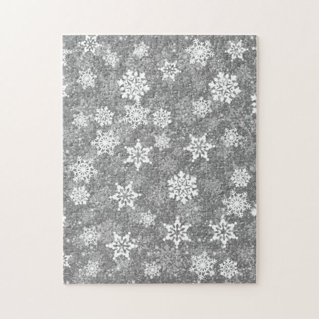 Puzzle Navidades Gris elegantes y lujosos copos de nieve  (Vertical)