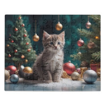 Navidades juguetones gatitos cerca del árbol con o