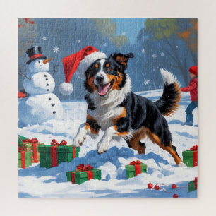 Puzzle Navidades Kelpie australianos celebran escena de n