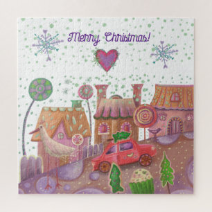 Puzzle navidades lindo auto