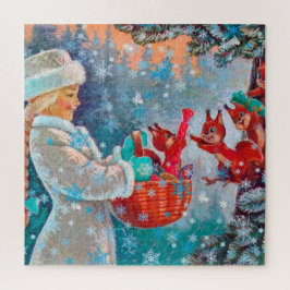 Puzzle Navidades mágicos para ardillas y chicas