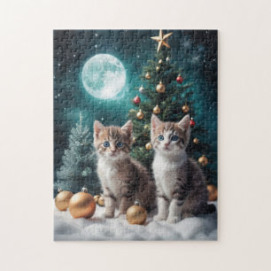 Puzzle Navidades mágicos ven con gatitos por árbol