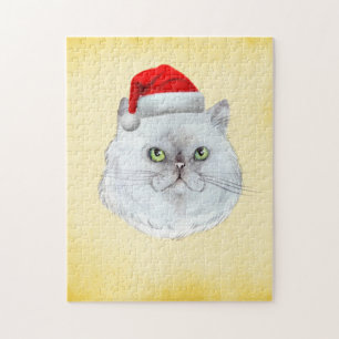 Puzzle ¡Navidades Meowy! Un gato lindo con Santa Hat