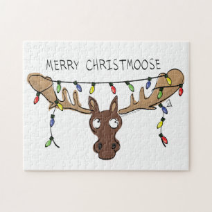 Puzzle Navidades Moose, un animal festivo gracioso