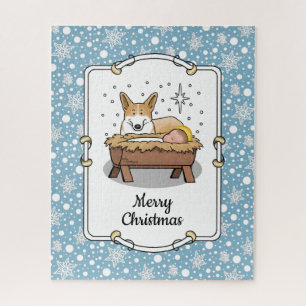 Puzzle Navidades Natividad Pembroke Welsh Corgi (rojo1) D