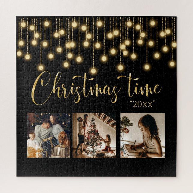 Puzzle Navidades Navidad 3 Collages de fotos Luces Rústic (Vertical)