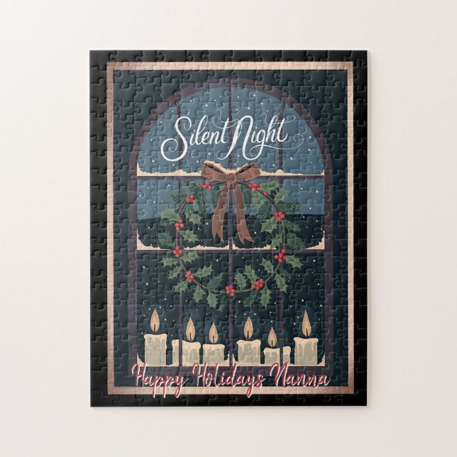 Puzzle Navidades nostálgicos Vintage Holly Wreath Candles (Vertical)