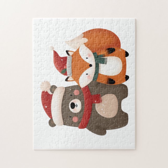Puzzle Navidades/Oso blanco invernal y Fox (Vertical)