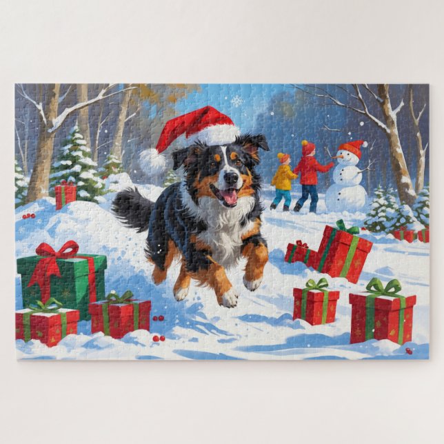 Puzzle Navidades Pastores Australianos Festejan Escena de (Horizontal)