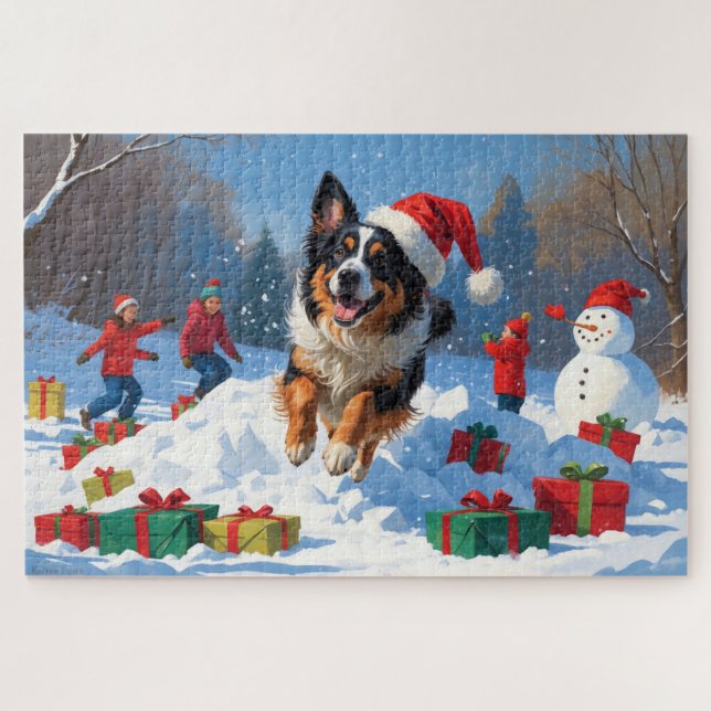 Puzzle Navidades pastores belgas celebran escena de nieve (Horizontal)