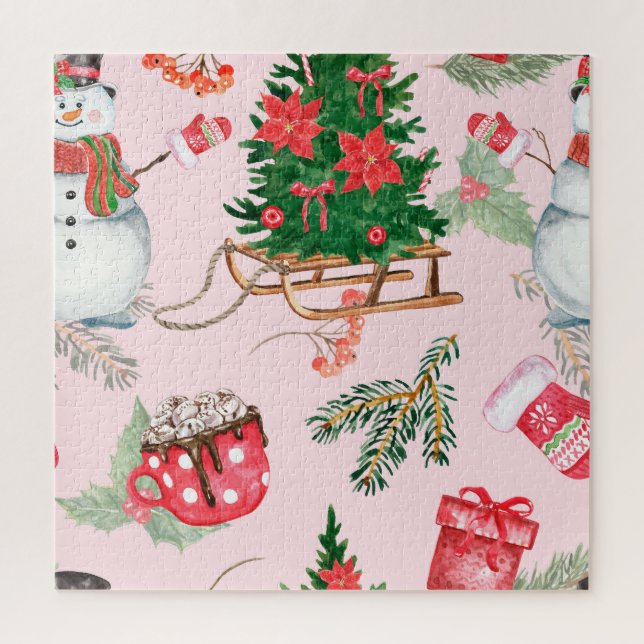 Puzzle Navidades Patrón de Snowman Seamless. (Vertical)