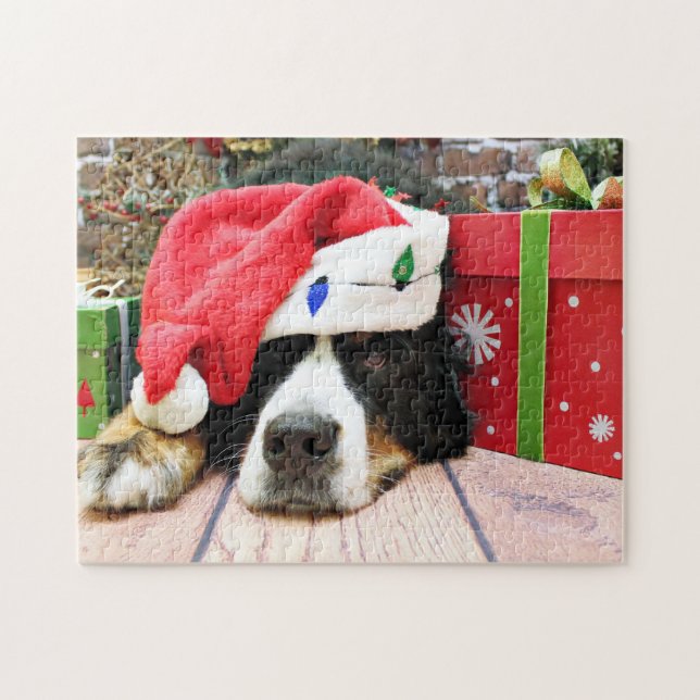 Puzzle Navidades - Perro de montaña de Bernese - Mya (Horizontal)