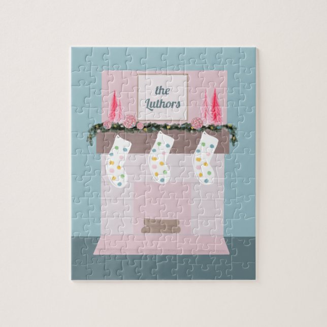 Puzzle Navidades Personalizados de Chicas rosados en disc (Vertical)