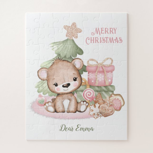 Puzzle Navidades personalizados de Oso de Teddy (Vertical)