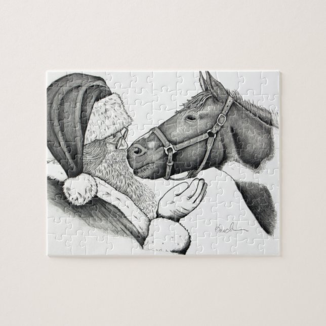 Puzzle Navidades Pinto Paint Horse y Santa (Horizontal)