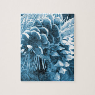 Puzzle Navidades primitivos pino pino pino pinecona azul