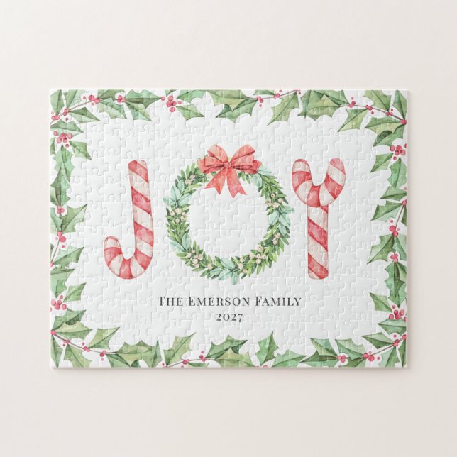 Puzzle Navidades Red Joy Watercolor Wreath Greeneration (Horizontal)