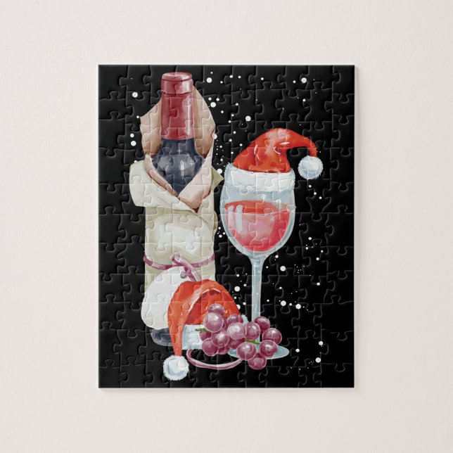 Puzzle Navidades Red Wine Glass Santa Hat (Vertical)