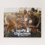 Puzzle Navidades regalo de colección de fotos mínimo mode<br><div class="desc">Navidades moderno minimalista tipografía retro regalo de fotografía elegante diseño simple único.</div>