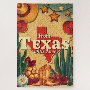 Puzzle Navidades retro de Texas con amor