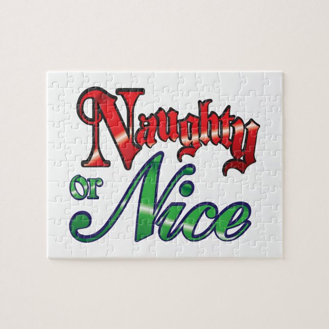 Puzzle Navidades retro, letras rojas traviesas o bellas (Horizontal)
