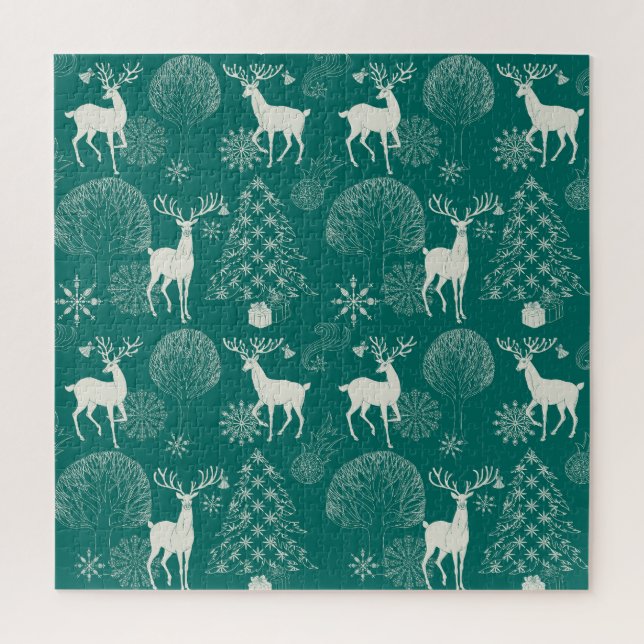 Puzzle Navidades rojos festivos, bosque invernal. (Vertical)