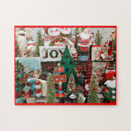 Puzzle Navidades rompe la alegría del árbol Santa Snowman