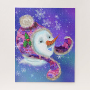Puzzle Navidades Rompiendo A Snowman En Gorra De Beanie R
