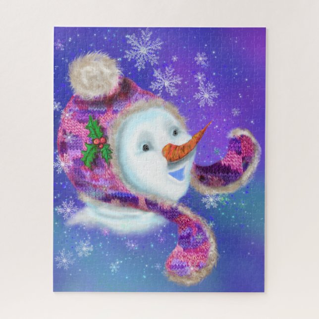Puzzle Navidades Rompiendo A Snowman En Gorra De Beanie R (Vertical)