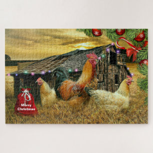 Puzzle Navidades Rooster Hen Barn Coop Farm