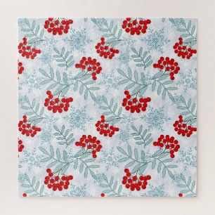Puzzle Navidades, Rowan, rojo, blanco, copos de nieve