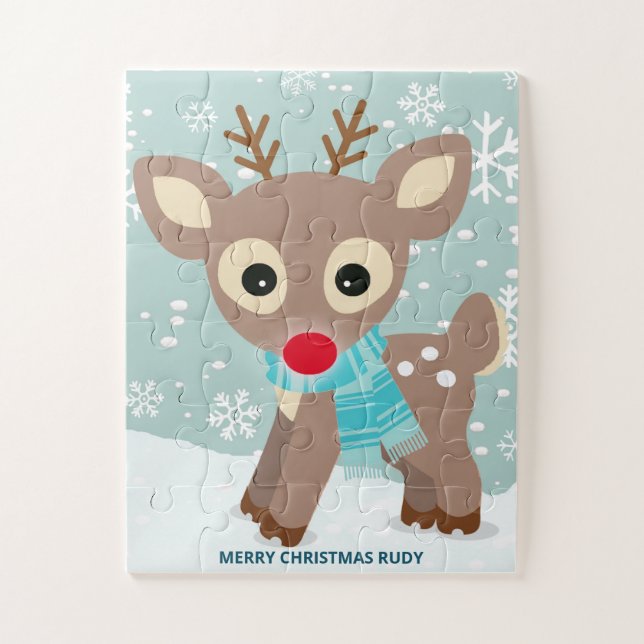 Puzzle Navidades Rudolph Red Nose Reindeer Snowflake para (Vertical)