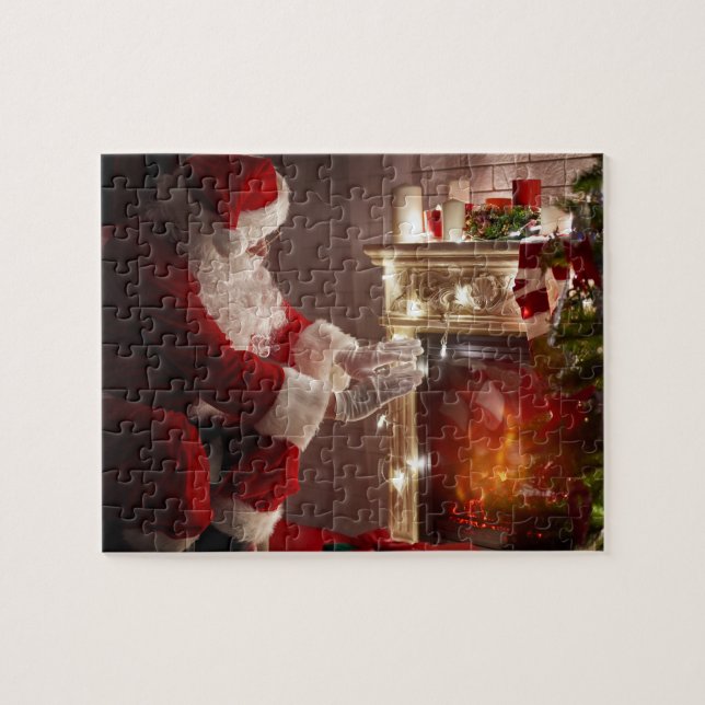 Puzzle Navidades Santa Claus Calentando las manos Rompeca (Horizontal)